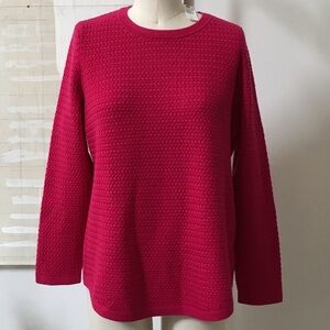 Talbots NTW Ladies Petite Raspberry Spring Cable Knit Sweater w Scalloped Hem